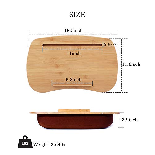 SUMISKY Lap Desk-Portable Laptop Table with Bamboo Platform Phone Holder (M(18.5"x11.8")) - size: M(18.5"x11.8") without Additional Accessories