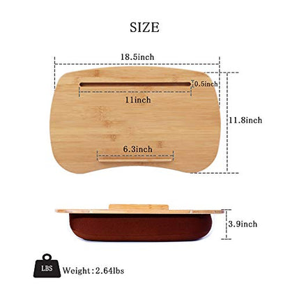SUMISKY Lap Desk-Portable Laptop Table with Bamboo Platform Phone Holder (M(18.5"x11.8")) - size: M(18.5"x11.8") without Additional Accessories