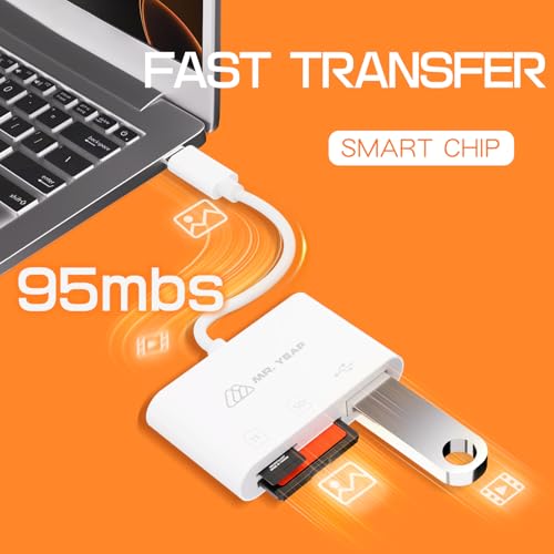 USB SD Card Reader 3.0, USB C Card Reader for iPhone 15/16 iPad MacBook Windows Android, 3 in 1 TF & SD Card Adapter, Portable Micro SD Memory Card Adapter, Trail Camera Viewer, Plug and Play
