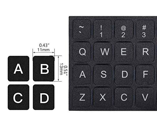 3PCS Universal English Keyboard Letter Stickers, Replacement English Keyboard Stickers with Black Background and White Lettering for PC Computer Laptop Desktop-English