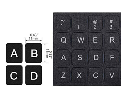3PCS Universal English Keyboard Letter Stickers, Replacement English Keyboard Stickers with Black Background and White Lettering for PC Computer Laptop Desktop-English