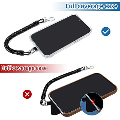 Doormoon Phone Lanyard Tether with 4 Patch, Cell Phone Lanyard with 2* Phone Tether, 4* Patch for Outdoor Hiking Climbing - color: Black - 2 Pack