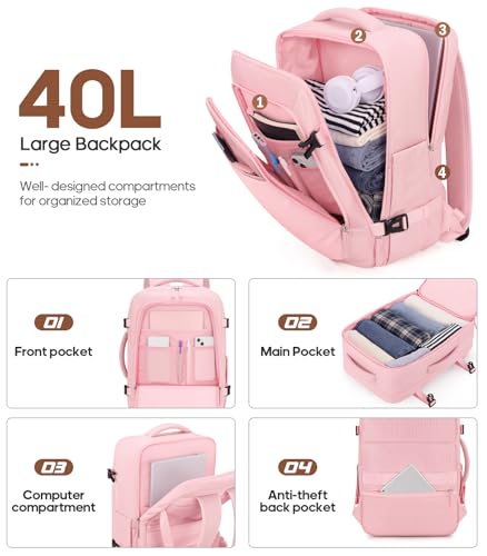 UKEIN Luggage Sets 3 Piece, Carry On Luggage 20In With Spinner Wheels,PC Hardside Suitcase Set with TSA Lock,Durable Carry On Suitcase With Travel Backpack for Men (Pink, 3 piece set (20inch)) - color: Pink, size: 3 piece set (20inch)