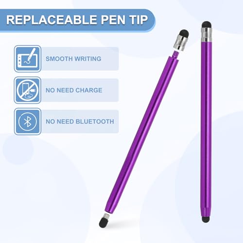 PATIKIL 5 Pcs Stylus Pens for Touch Screens, 2 in 1 High Sensitivity Universal Pen Capacitive Stylus for Phone Tablets Laptop Touch Screen Devices, Purple - color: Purple