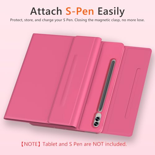 Galaxy Tab S9 FE+/ S9+ /S10+ 12.4 Inch Case with Keyboard, Detachable Bluetooth Keyboard with Pen Holder for Samsung Tab S10+ Plus/S9+ Plus/S9 FE+ Plus 5G 12.4", Pink - color: Pink, size: S9FE+ 12.4"