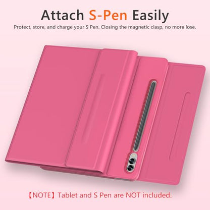Galaxy Tab S9 FE+/ S9+ /S10+ 12.4 Inch Case with Keyboard, Detachable Bluetooth Keyboard with Pen Holder for Samsung Tab S10+ Plus/S9+ Plus/S9 FE+ Plus 5G 12.4", Pink - color: Pink, size: S9FE+ 12.4"