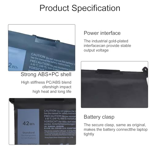 LQM YRDD6 Laptop Battery 42Wh for Dell Inspiron 5591 | Dell Inspiron 7586 5481 5482 3310 Vostro 3491 5481 5581 5490 5590 0YRDD6 01VX1H 1VX1H 0VM732 - color: YRDD6