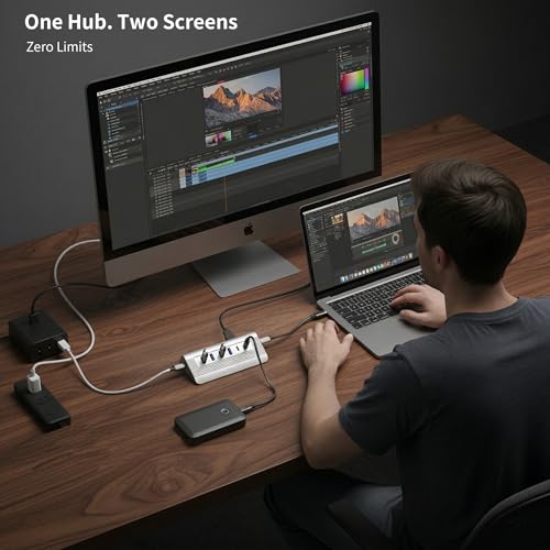 TRENFI Aluminum USB C Hub with Detachable Cable | USB 3.2 Gen2 10Gbps, 4K 60Hz HDMI, 100W PD Charging, SD/Micro SD for Laptop, M1-M5 MacBook Pro/Air, Mac Mini (Silver)