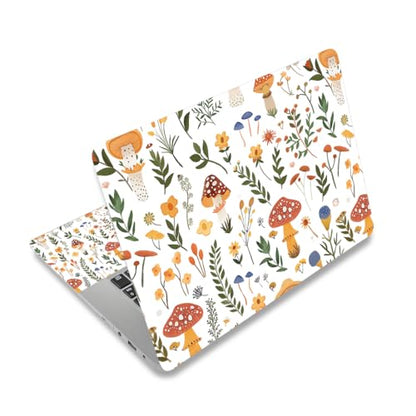 12.1-15.6 Inch Laptop Skin Decal, Universal Reusable Vinyl Laptop Cover Sticker, Waterproof Art Protector with Cute Mushroom & Nice Plants Theme - color: Cute Mushroom Nice Plants