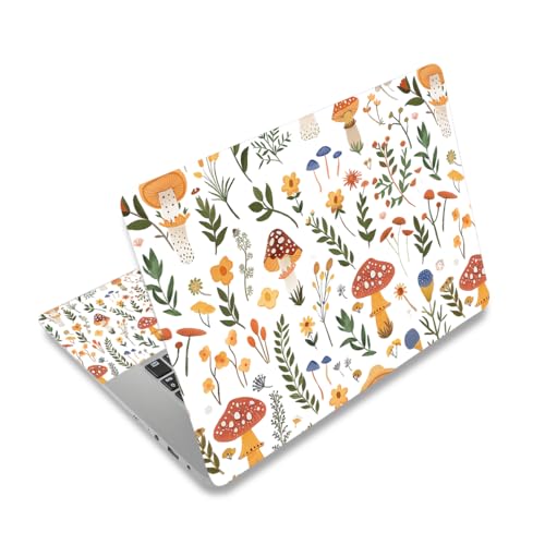 12.1-15.6 Inch Laptop Skin Decal, Universal Reusable Vinyl Laptop Cover Sticker, Waterproof Art Protector with Cute Mushroom & Nice Plants Theme - color: Cute Mushroom Nice Plants