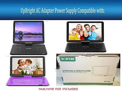 UpBright 12V AC/DC Adapter Compatible with BOIFUN BFN-161 BFN-141 DP0168 Portable Video DVD Player Large HD Swivel Screen Rechargeable Battery DC12V 1.5A 15W 12VDC Power Supply Cord Cable Charger PSU