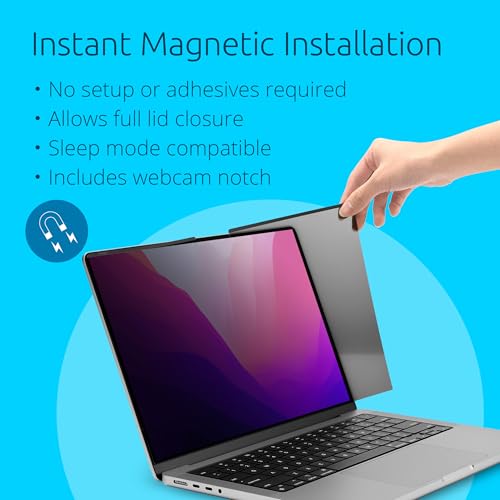 Kensington MP16 Magnetic MacBook Pro Privacy Screen for 16 inch MacBook Pro (2021-2024, M1, M2, M3, M4, Pro, Max), Removable Laptop Privacy Screen, Anti Glare Blue Light MacBook Mac Screen Protector - size: Macbook Pro 16"