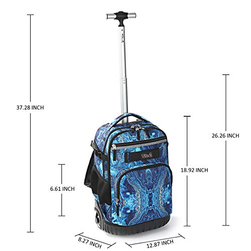 Tilami Rolling Backpack 19 inch with Lunch Bag Wheeled Laptop Backpack (Blue Wave) - color: Blue Wave