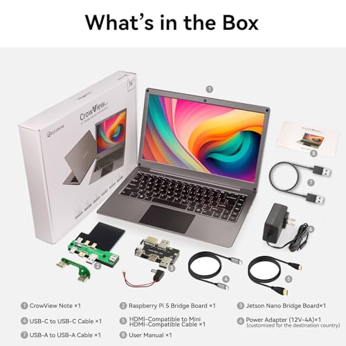 ELECROW 14 Inch Portable Monitor with Keyboard with RPi5 & Jetson Adapters | 1080P Lapdock Display with Built-in Battery Compatible with Raspberry Pi, PC, Phone, Mac, Game Console