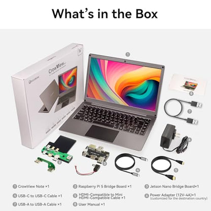 ELECROW 14 Inch Portable Monitor with Keyboard with RPi5 & Jetson Adapters | 1080P Lapdock Display with Built-in Battery Compatible with Raspberry Pi, PC, Phone, Mac, Game Console