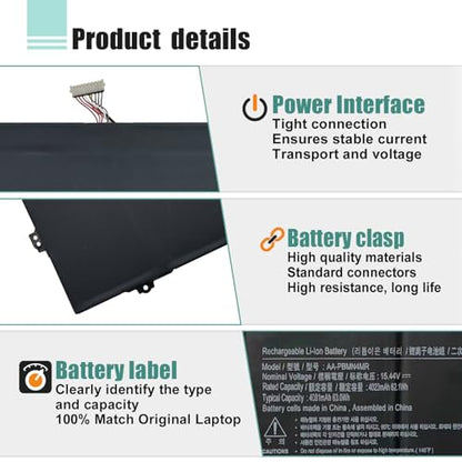 AA-PBMN4MR Laptop Battery Replacement for Samsung Galaxy Book Pro 360 13 13" NP930XDB-KD1US NP930XDB-KF3US NP935XDB Book2 NP930XED-KA1US NP930QED-KA2US Book3 14 14" NP940XFG-KC2US - size: 11.02*3.70*0.31inch AA-PBMN4MR