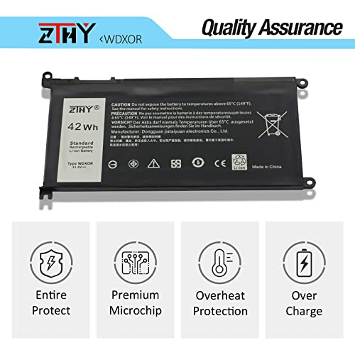 42Wh WDX0R 3CRH3 Battery Replacement for Dell Latitude 3480 3580 3189 3379 | Inspiron 15 7579 7573 7560 7569 7570 5565 5567 5570 5578 5579 7586 7368 7378 5368 5378 5379 5765 5767 5775 Vostro 5468 5471 - size: 7.6*4.13*0.2 inch WDXOR