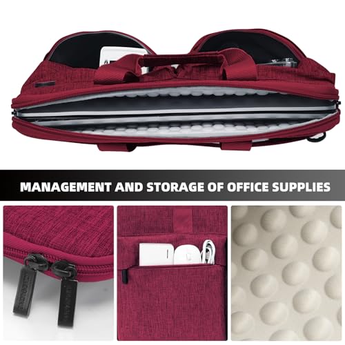 KINGSLONG 15.6 inch Laptop Shoulder Bag Sleeve, Slim Shockproof Computer Notebook Ultrabooks Carrying Case Handbag Cover Fit for Acer Asus Dell Lenovo HP, Red - color: Red, size: 15 - 15.6 Inch