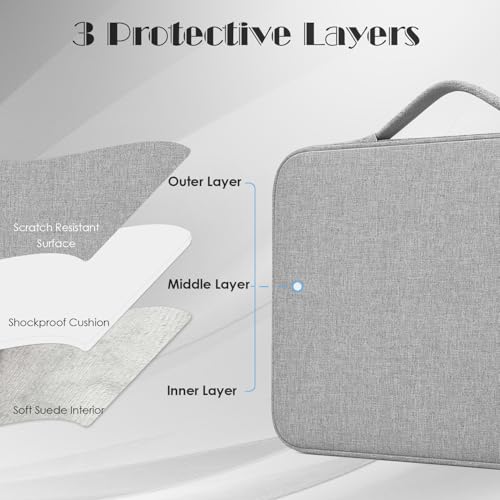 : ProElife 13 Inch Laptop Sleeve for MacBook Neo, Retractable Handle, Gray | Precision Fit, Soft Inner Lining Padded, Anti-Scratch, Extra Attached Pocket, Travel Carry Laptop Bag for Home Office - color: Gray