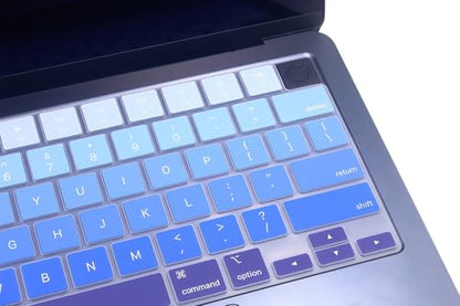 Keyboard Skin Compatible for 2026 MacBook Neo 13" A3404, Air 15.3" 13.6" M5 M4 M3 M2 A3448 A3241 A3114 A2941 A3449 A3240 A3113 A2681, MacBook Pro 14 16 M5 M4 M3 M2 M1 A3426 A3427 A3434 (Ombre Blue) - color: Ombre Blue