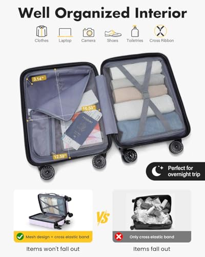 Lekesky 16 Inch Underseat Carry On Luggage Airline Approved, E-Purple | Durable ABS, Small Underseat Carry-on Luggage with TSA Lock Spinner Wheels, Personal Item Luggage Removable Wheels for Travel - color: E-Purple, size: 16 Inch