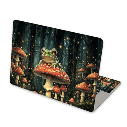 Universal Laptop Skin Sticker for 12/13/14/15.6 Inch Laptops, Reusable Vinyl Laptop Decal Cover, Waterproof Scratch Resistant Notebook Skin with 2 Wrist Pads,Frog Mushroom Forest - color: Frog Mushroom Forest