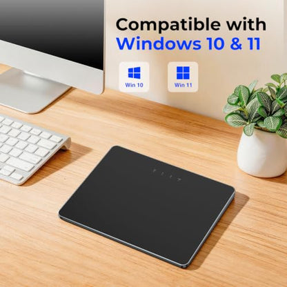 Wireless Trackpad for Windows 11/10 & Mac - Bluetooth & 2.4G Multi-Device Touchpad with 4-Finger Gestures, 7” Large Metal Surface, Physical Clicks, Type-C Fast Charging, 50H Battery, for PC Laptop Desktop