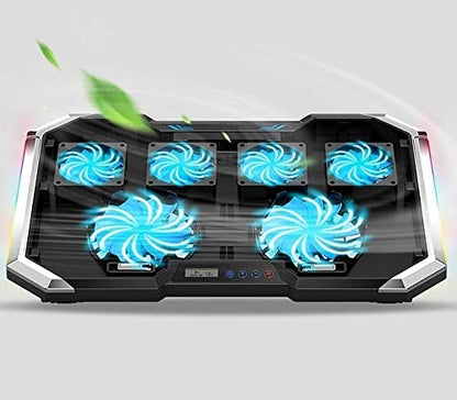 TOEWOE Laptop Cooling Pad, RGB Lights Laptop Cooler 6 Fans for Up to 17.3 Inch Laptops, Notebook Cooler, 7 Height Stands, 2 USB Ports