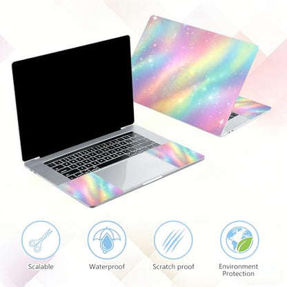 Laptop Skin Sticker Decal 15-15.6 Inch with Cute Mouse Pad, Universal Reusable Vinyl Sticker for 12.1 13 13.3 14 15.4 Inch Netbook and Notebook PC, Rainbow Glitter Art - color: Rainbow Glitter Art