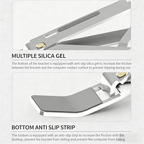 Adjustable Laptop Stand with Locking Buckle, Compatible with 10, 10-16 Inch | Ergonomic Aluminum Riser for Enhanced Cooling and Stability. Compatible with 10-16 Inch Laptops. Use in everyday routines. - color: Abs White