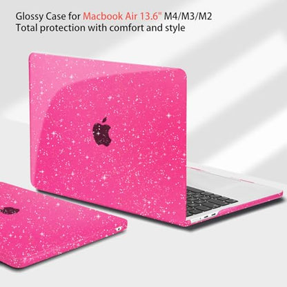 Teryeefi Glitter Case for MacBook Air 13 Inch M5 M4 M3 M2 Chip Release 2022-2024 2025 2026 fits Model A2681/A3113/A3240/A3449, Hard Shell Case & Keyboard Cover for MacBook Air 13.6, Sparkly Rose Pink - color: Sparkly Rose Pink