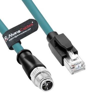 Alvin's Cables M12 8 Pin Male to RJ45 Shielded Ethernet Cable M12 X Coded 8 Position Cat6a Cable for Cognex Industrial Camera 3.2ft/1M - color: Green, size: 1M/3.3FT, style: Straight 8 Pin