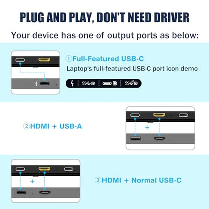 KEFEYA Laptop Screen Extender, 14" 1080P FHD IPS Laptop Monitor Extender for Home Office, Dual Travel Monitor for Laptops 13-17.3", USB-C HDMI Plug-Play for macOS Windows PS Switch Xbox Phone Pad - size: 14" Dual Monitor