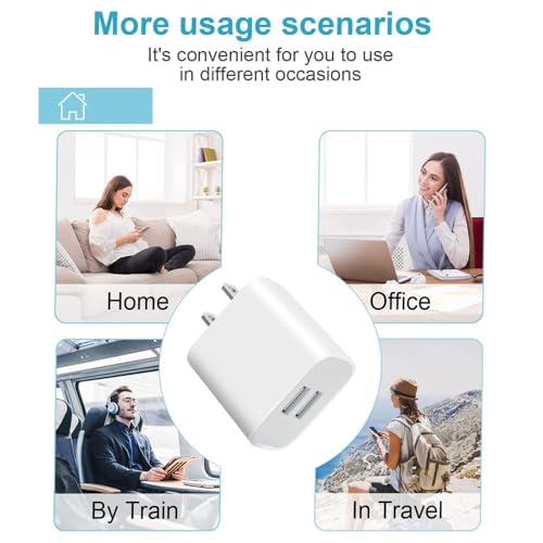 USB Wall Charger,4 Pack Dual Port Plug Adapter for Wall Outlet Charging Block, USB Power Adapter for iPhone 14/13/12/11 Pro/Pro Max, XS/XR/X,Galaxy, Pixel, Moto and Android Phones (White) - color: White