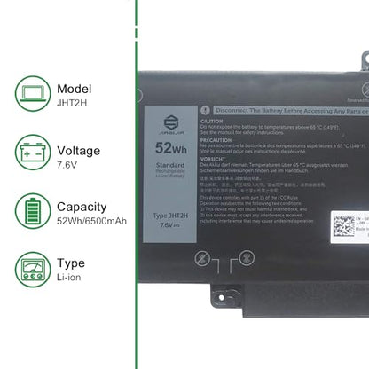 JHT2H Laptop Battery Replacement for Dell Latitude 7310 7410 2-in-1 Series Notebook 04V5X2 4V5X2 07CXN6 7CXN6 7.6V 52Wh 6500mAh - size: 11.4*5.3*1.2inch JHT2H