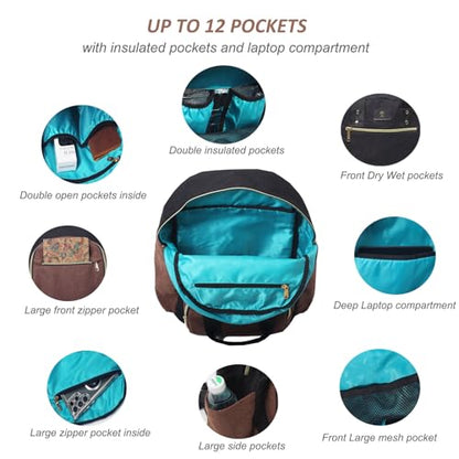 ESVAN Diaper Bag Backpack, Large Capacity Multifunction Baby Essentials Fashion Travel Pack Linen Canvas office Laptop Bag (Linen Brown) - color: Linen Brown
