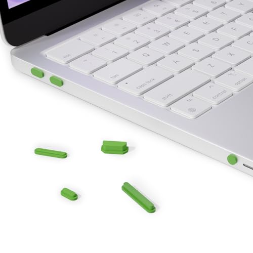 ProElife 7 Pcs Anti Dust Dirt Plug Cups Set for MacBook Neo, Green | Durable & Reusable Silicone Laptop Accessories, Custom Fit Design, Easy to Clean Non-Slip Stuff for Macbook USB-C & Headphone - color: Green