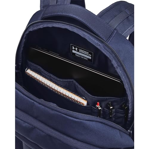 Under Armour Unisex-Adult Hustle 6.0 Backpack, (411) Midnight Navy/Midnight Navy/Metallic Silver, One Size Fits Most - color: (411) Midnight Navy / Midnight Navy / Metallic Silver, size: One Size
