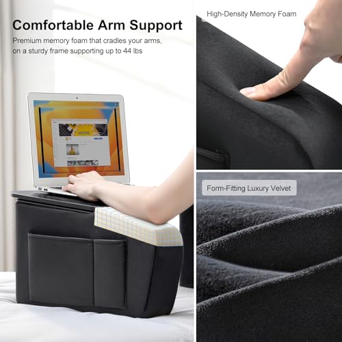 OPTIXCELL Lap Desk for Adults with Arm Rests,Ergonomic Laptop Pillow Stand for Bed,Couch,Floor - color: Black