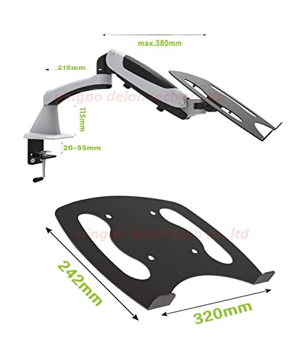 Tilt Full Motion Aluminum Air Press Gas Spring Dual Arm LCD Desktop Mount Swivel Monitor Table Stand Clamp with Notebook Tray(DL-GM112FG-LP10) - color: Dl-gm112fg-lp10