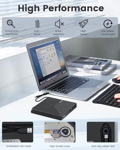 ORIGBELIE External CD DVD Drive, Portable USB C & A DVD Optical Disc Drive | USB 3.0 CD ROM DVD +/-RW Player Burner Reader Writer for MacBook Laptop iMac Desktop PC Windows 11/10/8/7/XP Linux Mac OS - size: 5.6" x 5.6" x 0.7"