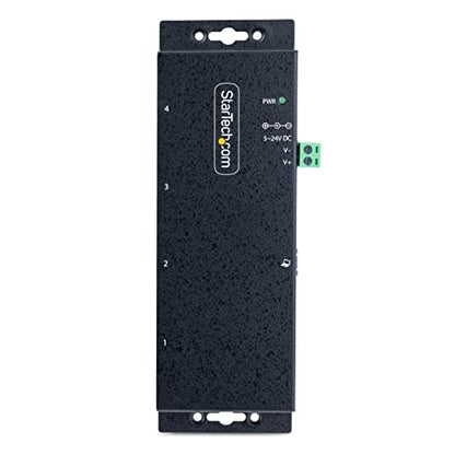 StarTech 4-Port Industrial USB 3.0 Hub 5Gbps, TAA (5G4AINDNP-USB-A-HUB) | 4x USB-A ports, ESD protection, DIN wall and desk mountable, Locking ports, Terminal block 5-24V DC