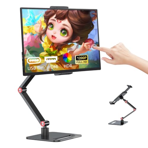 14" Portable Touch Monitor,1920×1200 FHD IPS USB-C HDMI,10-Point Touch,Foldable Stand,Built-in Speakers VESA for Laptop Mac PS5 Switch - size: 14inch Touch