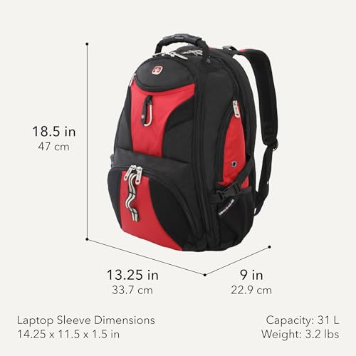 SwissGear 1900 Scansmart TSA 17-Inch Laptop Backpack, Black/Red - color: Red/Black