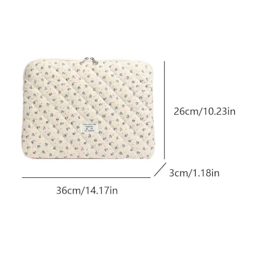 Cute Laptop Sleeve 13-15 inch Laptop Case Aesthetic Quilted Laptop Sleeve Computer Bag with Flower Printing for MacBook (A-Blue, 13inch) - color: A-blue, size: 13inch