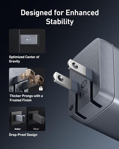 Anker Prime Charger, 100W Max 3-Port Compact Foldable USB C Charger | Fast Laptop Charger Power Adapter for MacBook Pro/Air, iPad Pro, iPhone 17/16/15 Series, Galaxy S25/S24,and More