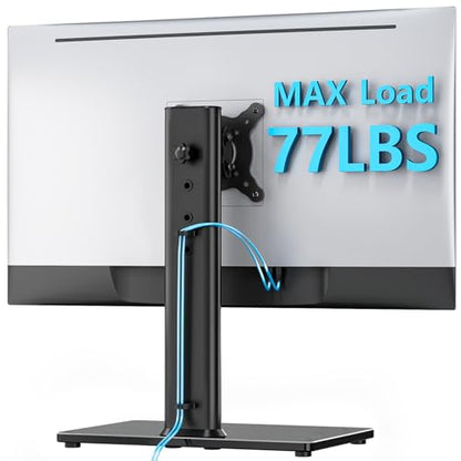 Single Monitor Desk Stand Free-Standing Desk Mount Arm Riser for 13 inch to 32 inch Screen Freestanding VESA Mount Base, Adjustable Height, Tilt, Swivel, Rotation, Black AX05TB01 - size: Single monitor stand