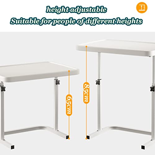Small Computer Desk for Apartment Living Room, Height Adjustable Standing Desk Foldable Lift Sofa Side Table, Home Office Table with Cup Holder(White) - color: White