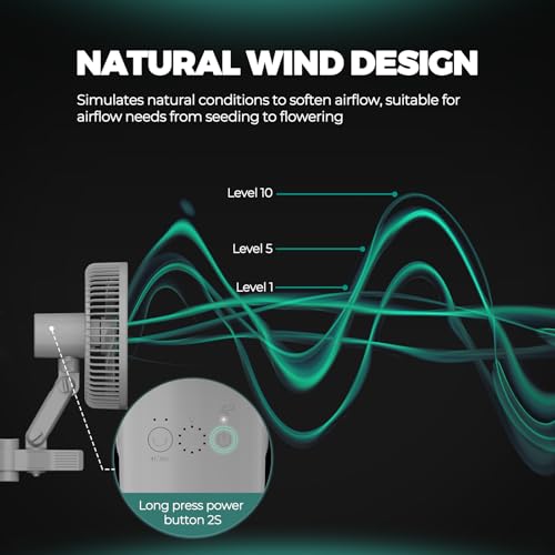 MARS HYDRO M6 Grow Tent Fan 6'', 10 Speeds Powerful Oscillating Clip Fan with Low Noise for Hydroponic Plants and Ventilation Circulation with convenient APP/WiFi Control - size: 1PC