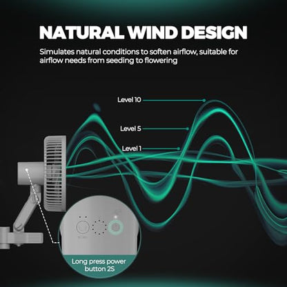 MARS HYDRO M6 Grow Tent Fan 6'', 10 Speeds Powerful Oscillating Clip Fan with Low Noise for Hydroponic Plants and Ventilation Circulation with convenient APP/WiFi Control - size: 1PC